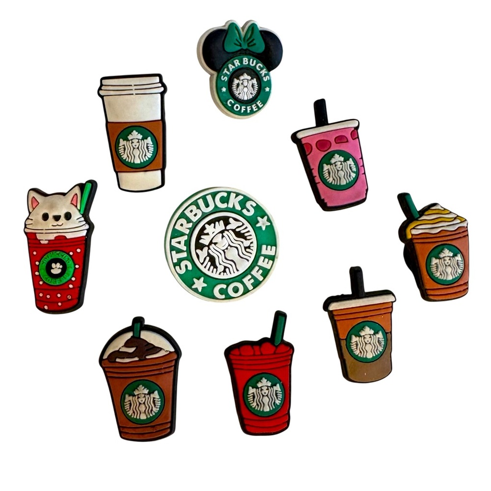 Set of 9 Starbucks Crocs charms